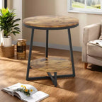 Table d'appoint à 2 niveaux, marron, rectangulaire, usage unique
