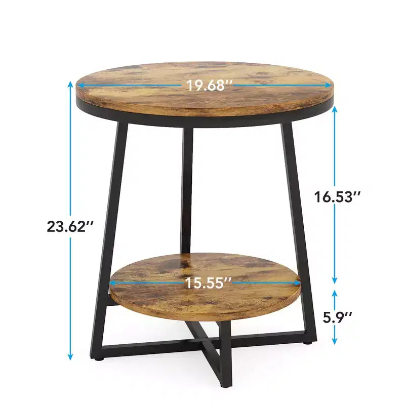 Table d'appoint à 2 niveaux, marron, rectangulaire, usage unique