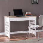 Bureau bicolore, naturel/blanc, simple, avec tiroir