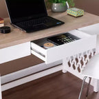 Bureau bicolore, naturel/blanc, simple, avec tiroir