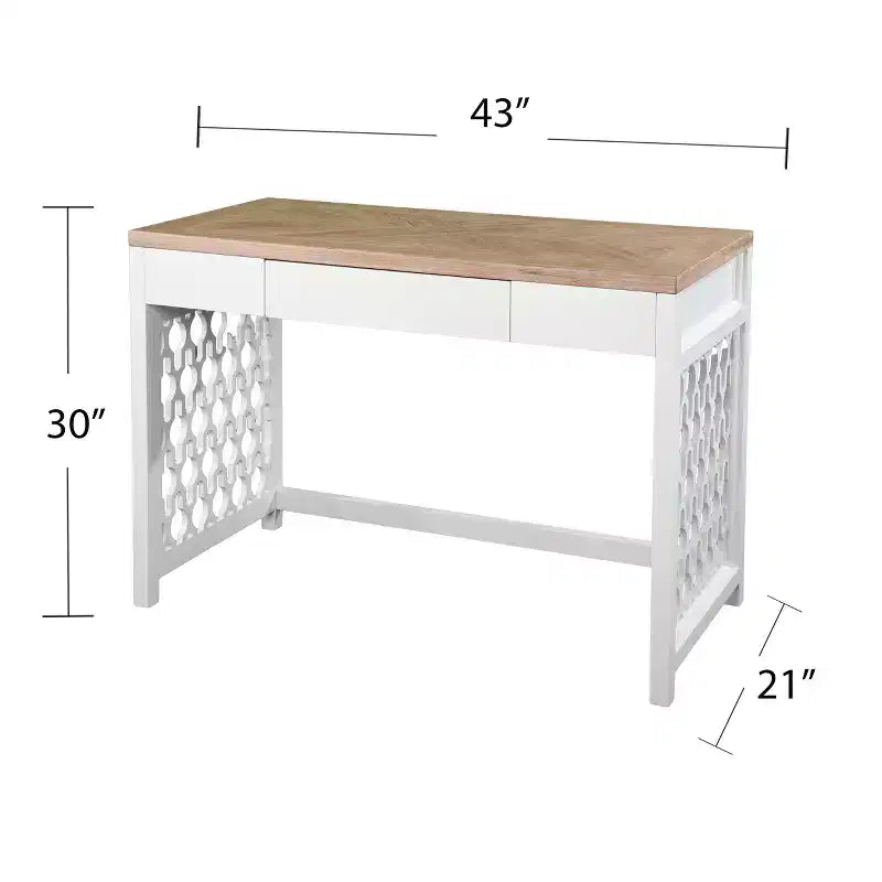Bureau bicolore, naturel/blanc, simple, avec tiroir