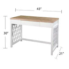 Bureau bicolore, naturel/blanc, simple, avec tiroir