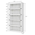 Bibliothèque de ferme à 5 niveaux, blanc antique / marron / gris / chêne foncé / cerisier foncé, 1 personne