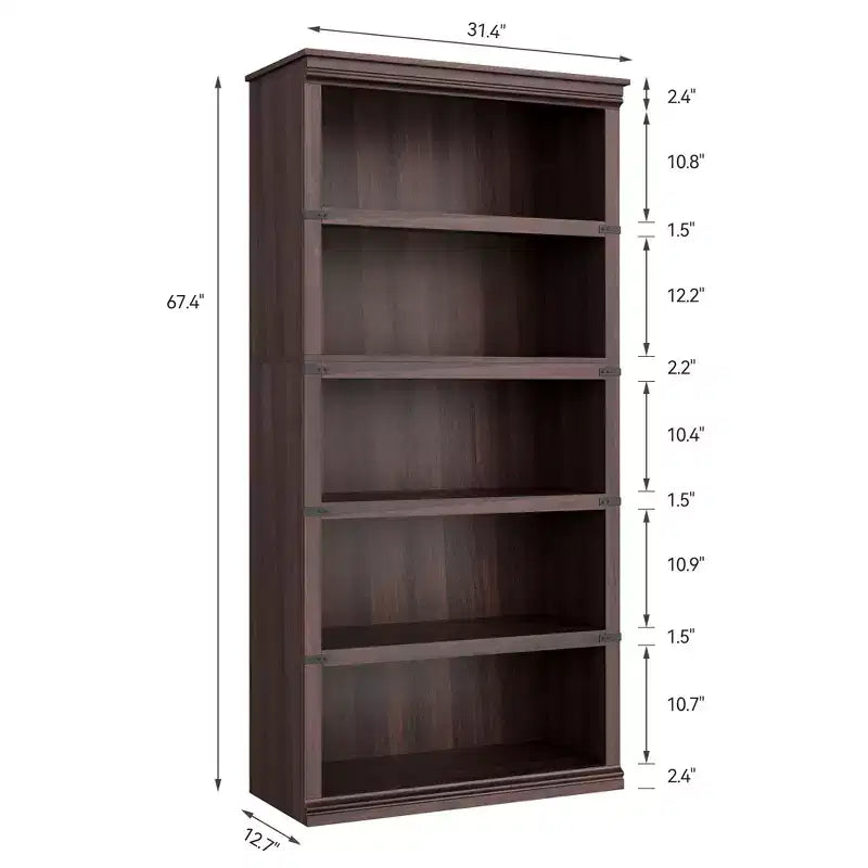 Bibliothèque de ferme à 5 niveaux, blanc antique / marron / gris / chêne foncé / cerisier foncé, 1 personne