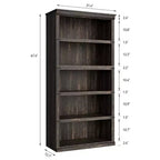 Bibliothèque de ferme à 5 niveaux, blanc antique / marron / gris / chêne foncé / cerisier foncé, 1 personne