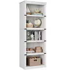 5-Tier Wooden Bookcase, Farmhouse Storage Book Shelf with Display Shelves, Tall Book Case