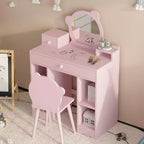 Coiffeuse et chaise miroir Ourson Rose, bois, 1 enfant