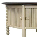 Table basse ovale/ronde marron et beige avec tiroir/porte coulissante, 1 à 4 places