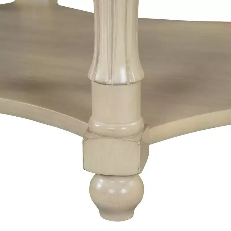 Table basse ovale/ronde marron et beige avec tiroir/porte coulissante, 1 à 4 places