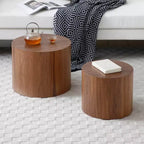 Tables basses gigognes rondes marron, lot de 2