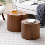 Tables basses gigognes rondes marron, lot de 2