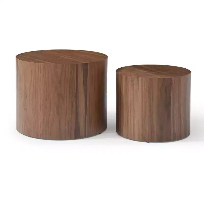 Tables basses gigognes rondes marron, lot de 2