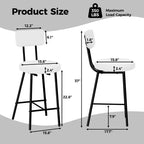 Tabouret de bar rond rembourré beige/gris avec dossier et repose-pieds, lot de 2/4