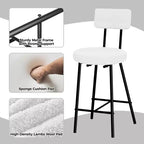 Tabouret de bar rond rembourré beige/gris avec dossier et repose-pieds, lot de 2/4