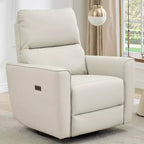 Fauteuil inclinable pivotant et basculant en similicuir beige/marron, une place