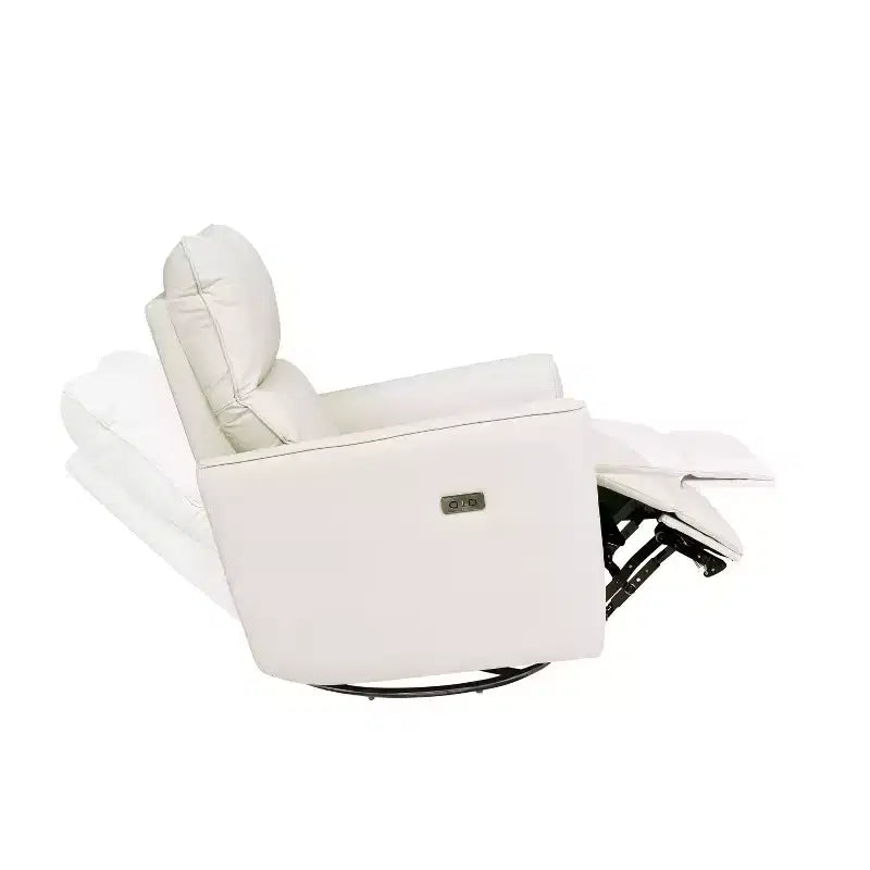 Fauteuil inclinable pivotant et basculant en similicuir beige/marron, une place