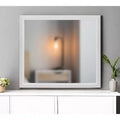 Miroir mural cadre bois blanc, rectangulaire, 1 personne, 35"H x 39"W