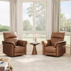 Fauteuil inclinable électrique en similicuir PU beige/marron/gris, fauteuil à bascule pivotant à 270°, une place