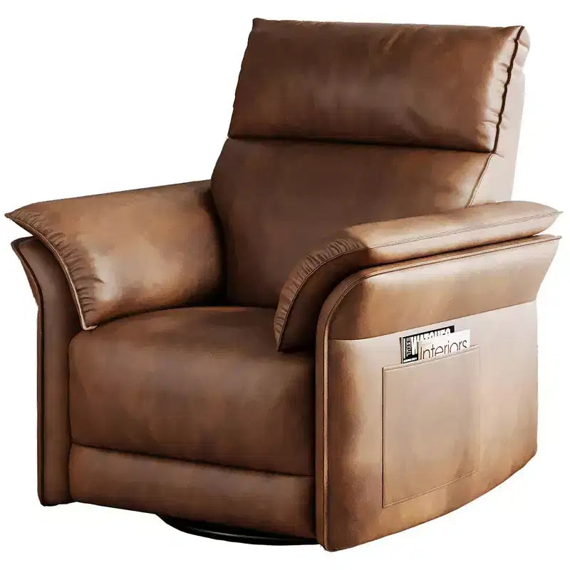 Fauteuil inclinable électrique en similicuir PU beige/marron/gris, fauteuil à bascule pivotant à 270°, une place