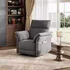 Fauteuil inclinable électrique en similicuir PU beige/marron/gris, fauteuil à bascule pivotant à 270°, une place