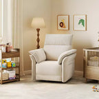 Fauteuil inclinable électrique en similicuir PU beige/marron/gris, fauteuil à bascule pivotant à 270°, une place