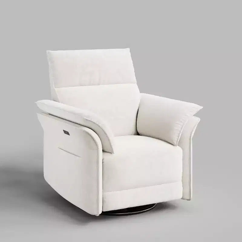 Fauteuil inclinable électrique en similicuir PU beige/marron/gris, fauteuil à bascule pivotant à 270°, une place