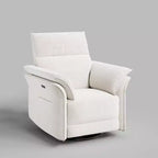 Fauteuil inclinable électrique en similicuir PU beige/marron/gris, fauteuil à bascule pivotant à 270°, une place