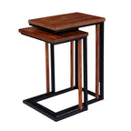 Tables gigognes en C marron, lot de 2