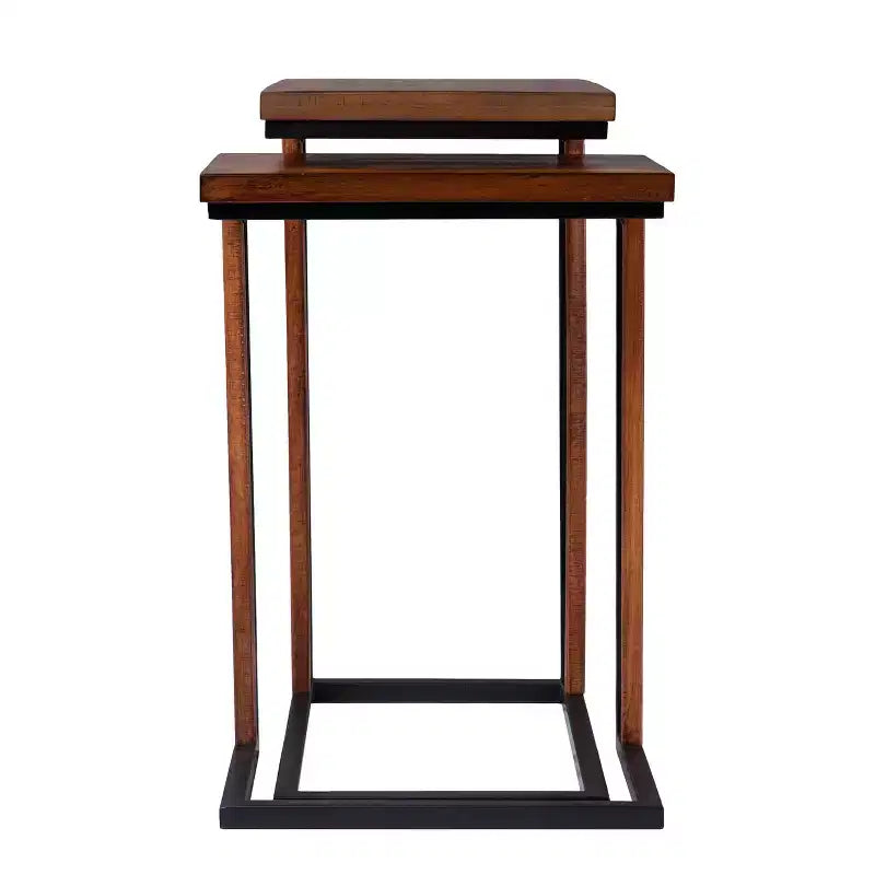 Tables gigognes en C marron, lot de 2