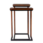 Tables gigognes en C marron, lot de 2