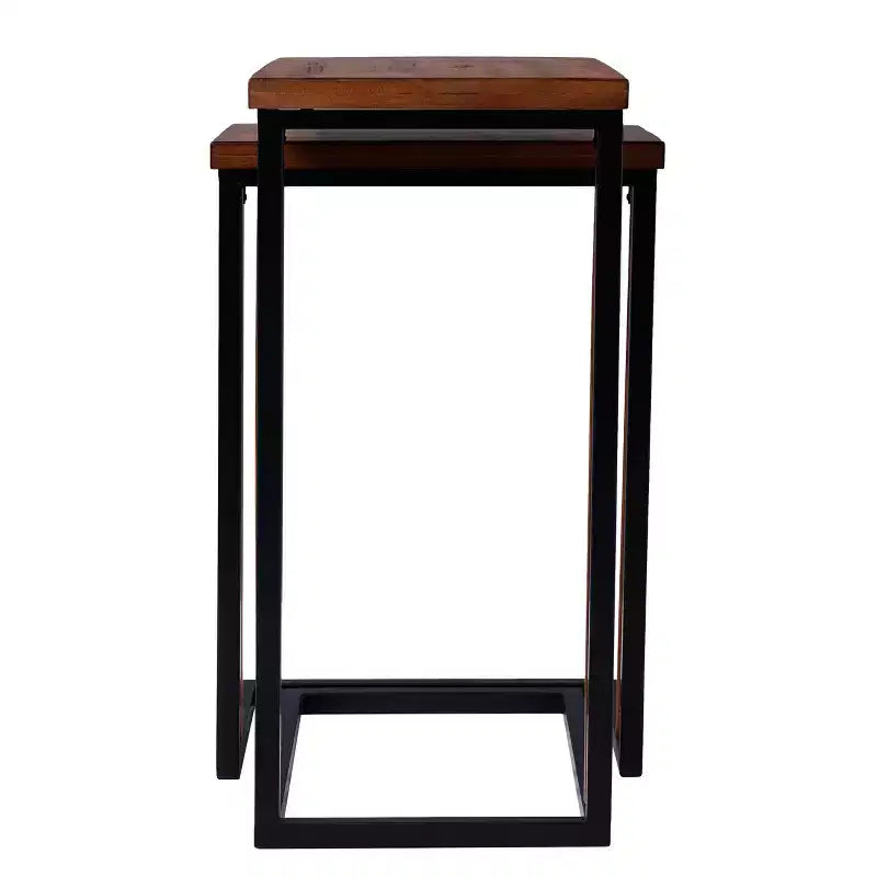 Tables gigognes en C marron, lot de 2