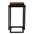 Tables gigognes en C marron, lot de 2