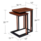 Tables gigognes en C marron, lot de 2
