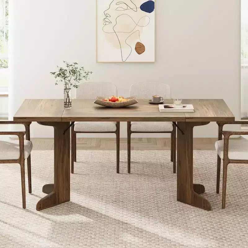 Table de salle à manger rectangulaire de 180 cm, coloris noir/noyer/bois, 6 à 8 places, pieds en bois en forme de C