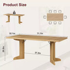 Table de salle à manger rectangulaire de 180 cm, coloris noir/noyer/bois, 6 à 8 places, pieds en bois en forme de C