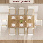 Table de salle à manger rectangulaire de 180 cm, coloris noir/noyer/bois, 6 à 8 places, pieds en bois en forme de C