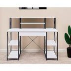 Bureau d'angle en L pour studio, blanc et noir, 1 personne