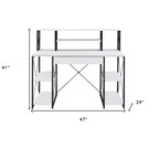 Bureau d'angle en L pour studio, blanc et noir, 1 personne