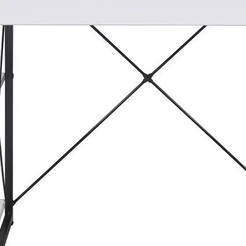 Bureau d'angle en L pour studio, blanc et noir, 1 personne