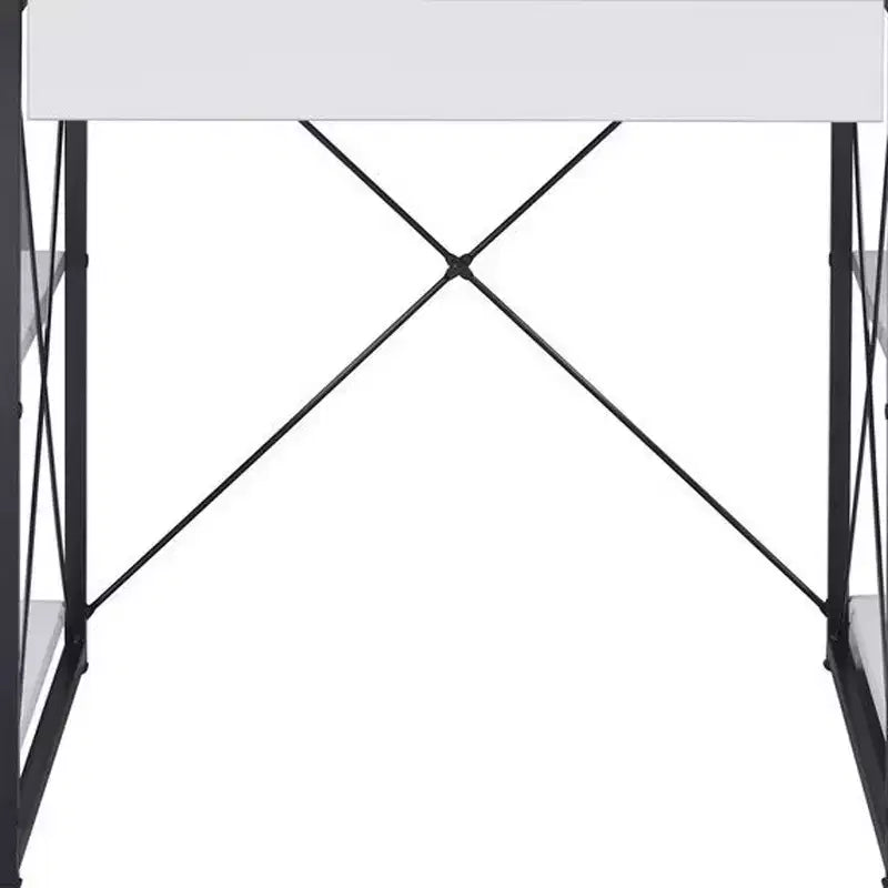 Bureau d'angle en L pour studio, blanc et noir, 1 personne