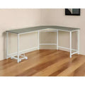 Bureau d'angle en L gris et blanc, 1 personne