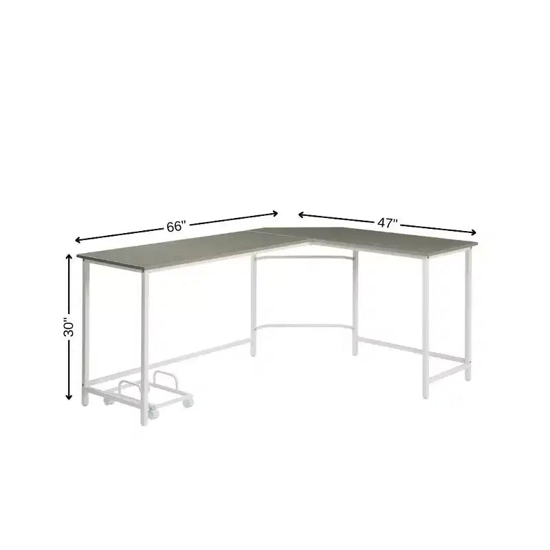 Bureau d'angle en L gris et blanc, 1 personne