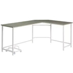 Bureau d'angle en L gris et blanc, 1 personne
