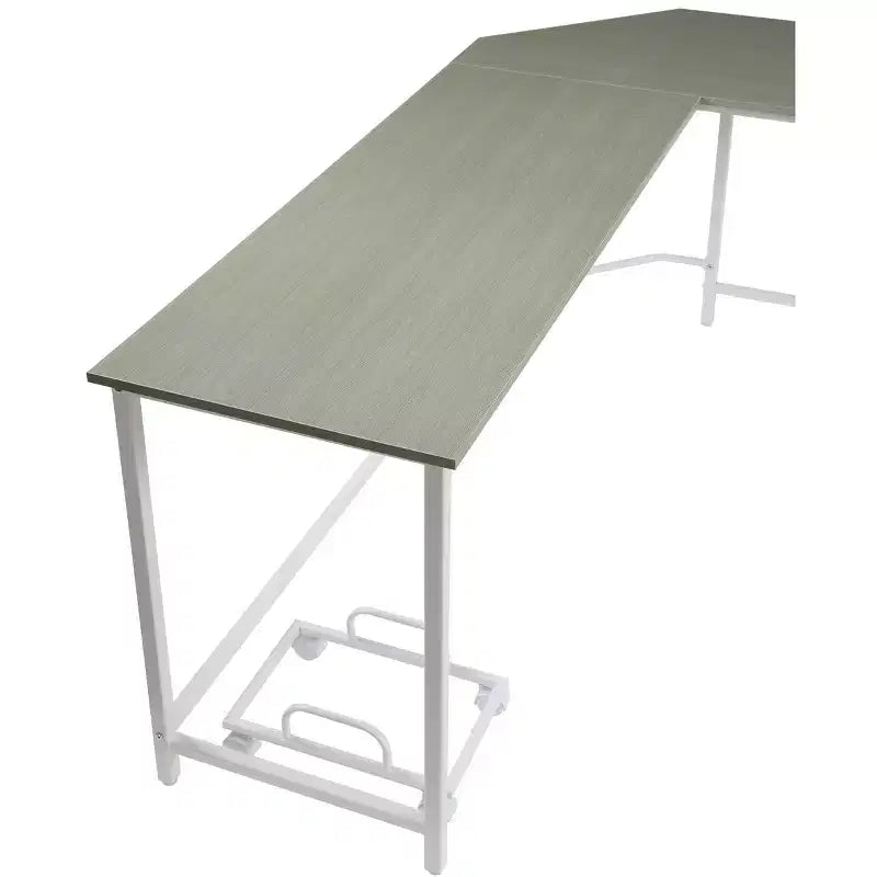 Bureau d'angle en L gris et blanc, 1 personne