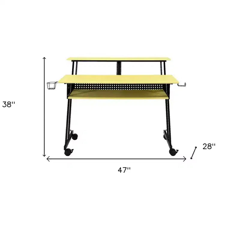 Bureau d'ordinateur HomeRoots 47, jaune et noir