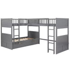 Lit mezzanine triple Okak avec rangement, lits superposés peu encombrants avec 2 tiroirs et aire de jeux en dessous, lits mezzanine hauts pour enfants et adolescents