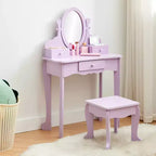 Coiffeuse violette avec miroir et tabouret, pour 1 enfant