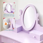 Coiffeuse violette avec miroir et tabouret, pour 1 enfant