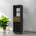 Meuble de bar traditionnel noir avec 2 tiroirs et 1 porte