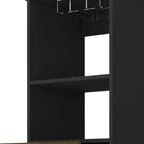 Meuble de bar traditionnel noir avec 2 tiroirs et 1 porte